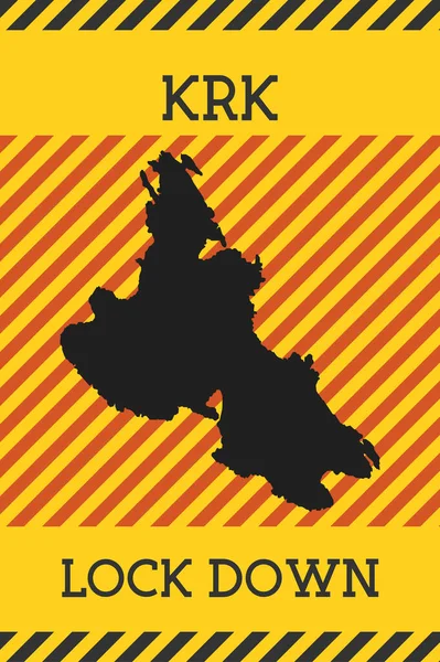 Krk Lock Down segno isola gialla pandemia pericolo icona vettoriale illustrazione — Vettoriale Stock