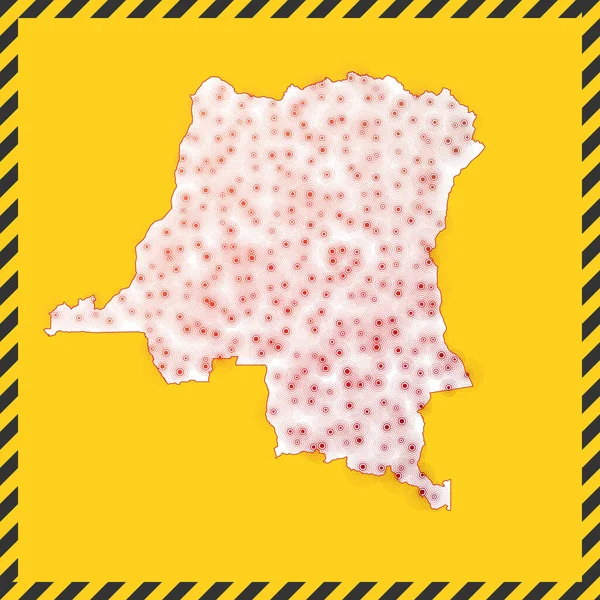RD Congo cerrado virus peligro signo bloquear país icono Negro rayas frontera alrededor del mapa con — Vector de stock
