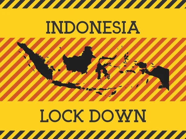 Indonesia Lock Down Sign Žlutá země pandemické nebezpečí ikona Vektorové ilustrace — Stockový vektor