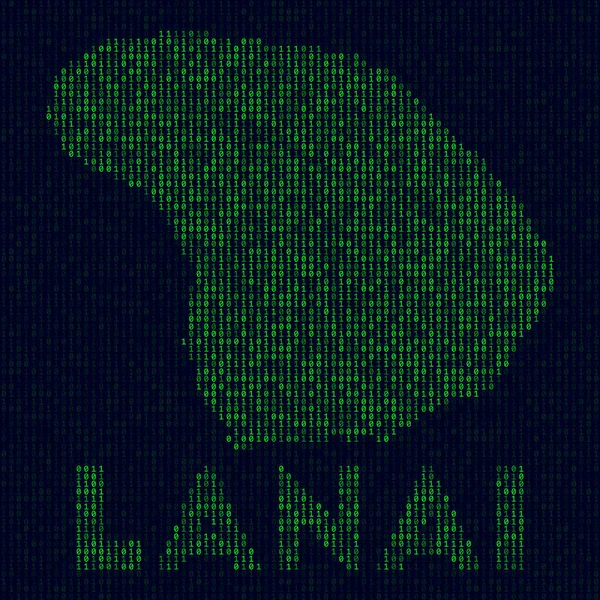 Logo digital Lanai Símbolo de isla en estilo hacker Mapa de código binario de Lanai con nombre de isla Magnífico — Vector de stock