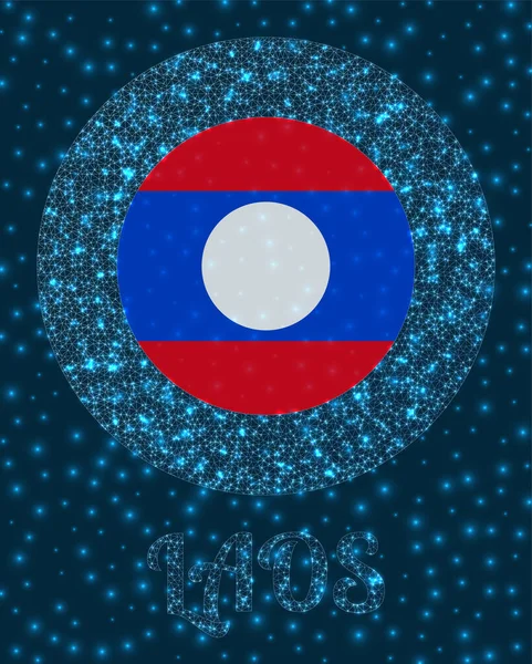 Distintivo Laos rotondo Bandiera del Laos in stile rete incandescente Logo della rete nazionale Vettore creativo — Vettoriale Stock