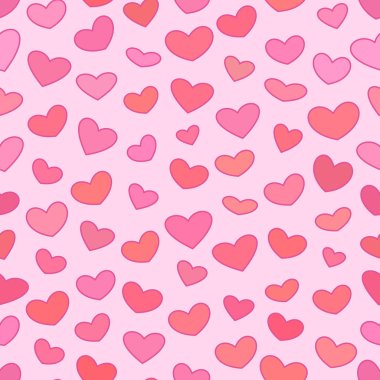 Kesintisiz anahat kalpler patten, vektör arka plan aziz Sevgililer günü için