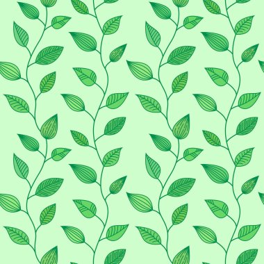 Seamless modeli ile dekoratif yaprakları, yaz ve bahar arka plan