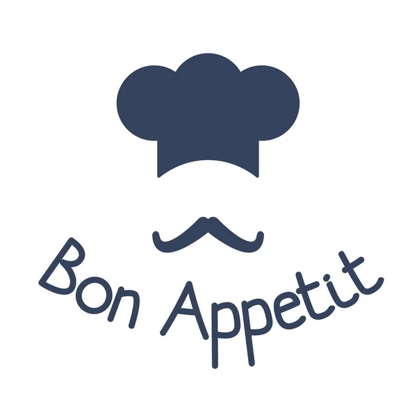 Икона шеф-повара с усами и фирменным аппетитом, концепция ресторана и кафе — стоковый вектор