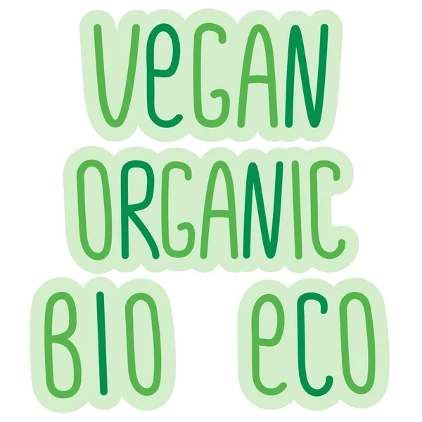 Wektor Eco, bio, organiczne, znaki wegańskie, wegetariańskie ekologiczne, napis, etykiety, nalepki ekologicznej koncepcji i odznaki — Wektor stockowy