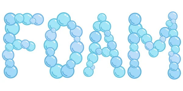 Letrero de espuma hecho de burbujas de jabón, palabra de espuma, placa de ilustración de vectores — Vector de stock