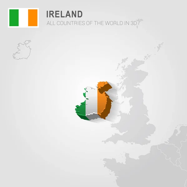 Irlandii i krajów sąsiednich. Mapa administracyjna Europy. — Wektor stockowy