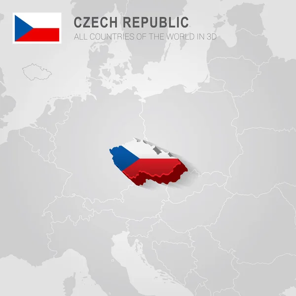República Checa y países vecinos. Mapa administrativo de Europa . — Vector de stock