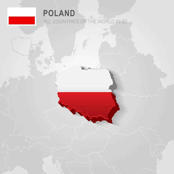 W Polsce i krajach sąsiadujących. Mapa administracyjna Europy. — Wektor stockowy