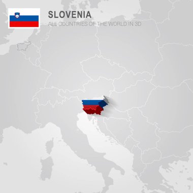 Slovenya ve komşu ülkelerde. Avrupa yönetim Haritası.