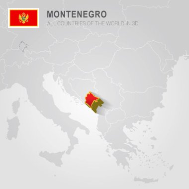 Karadağ ve komşu ülkelerde. Avrupa yönetim Haritası.