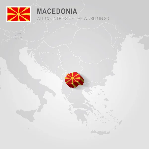 Makedonie a sousedních zemí. Administrativní slepá mapa Evropy. — Stockový vektor