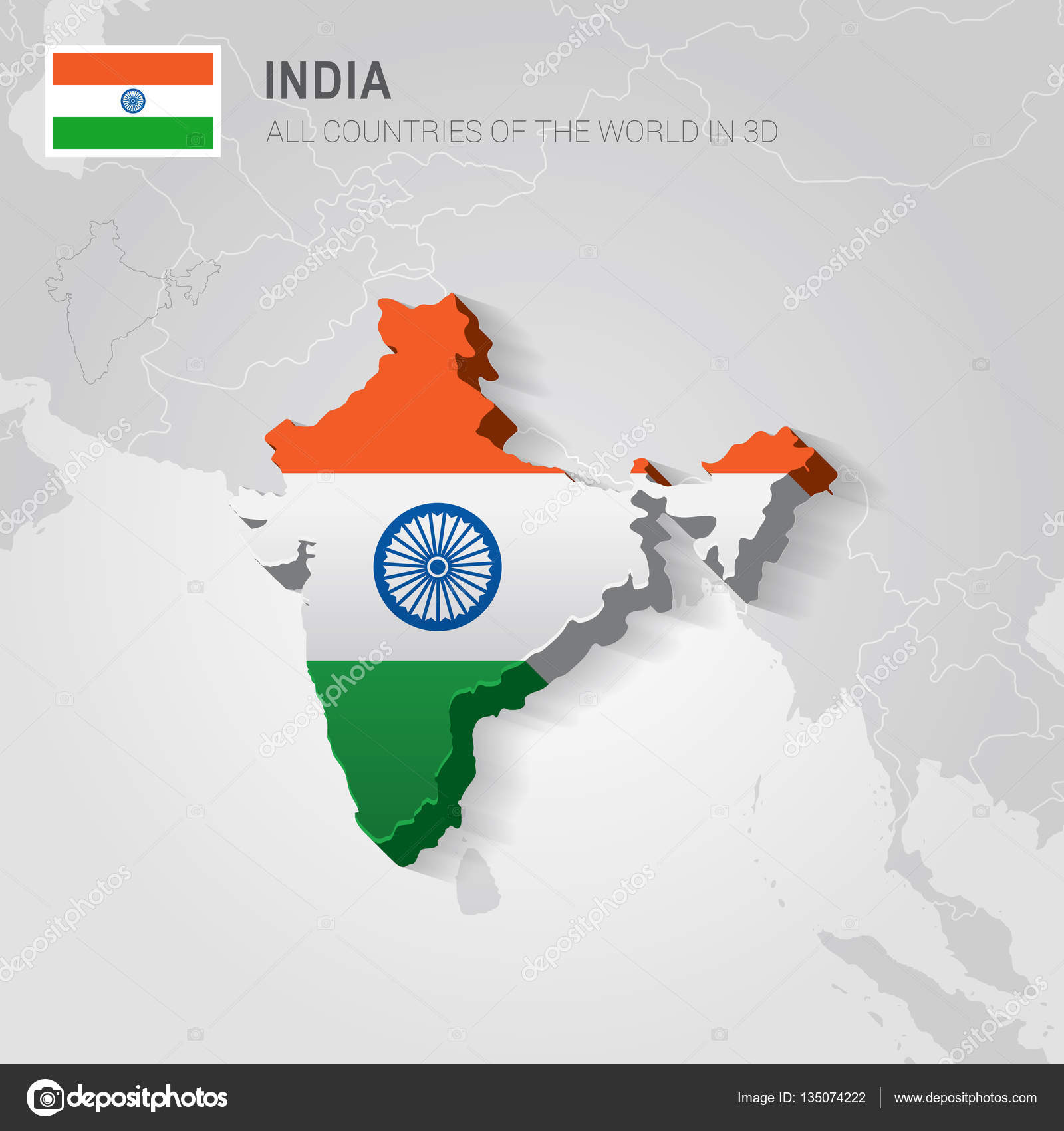 Los Paises Vecinos De La India La India Y Los Paises Vecinos Mapa Administrativo De Asia Vector De Stock C Snyde