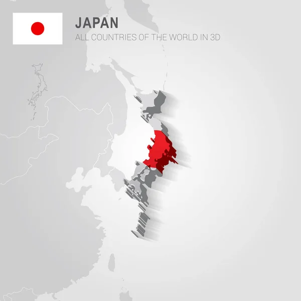 Japonii i krajach sąsiadujących. Mapa administracyjna Azji. — Wektor stockowy