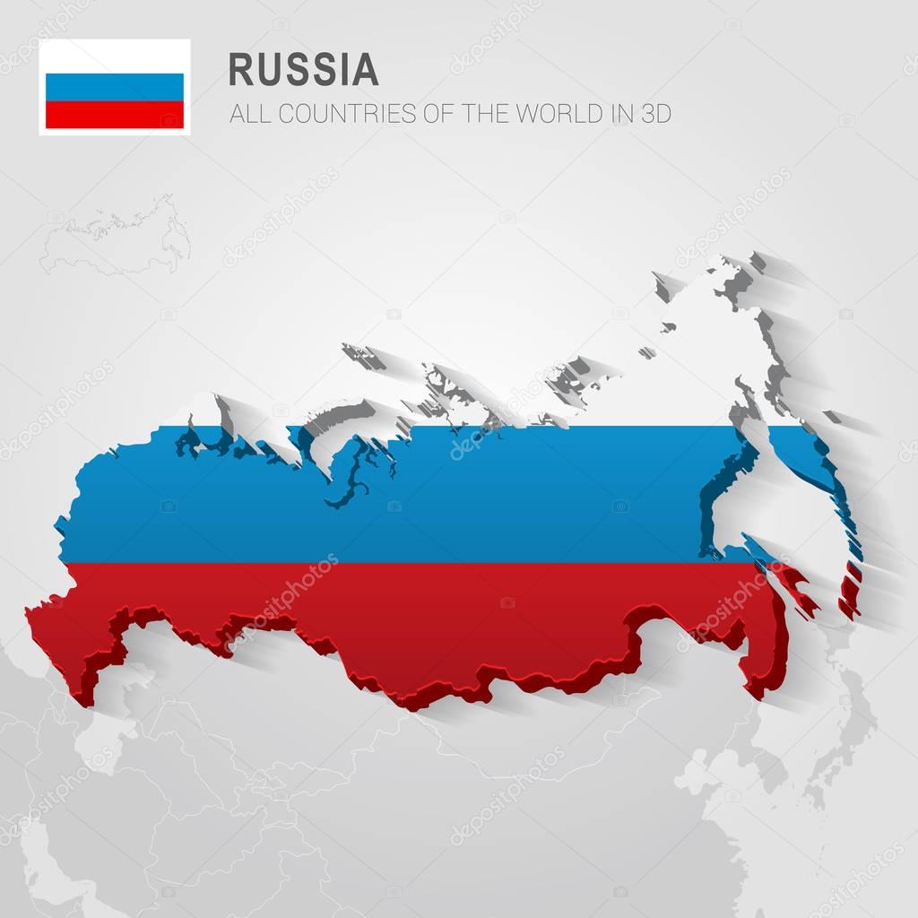 Russia and neighboring countries. Asia administrative map.