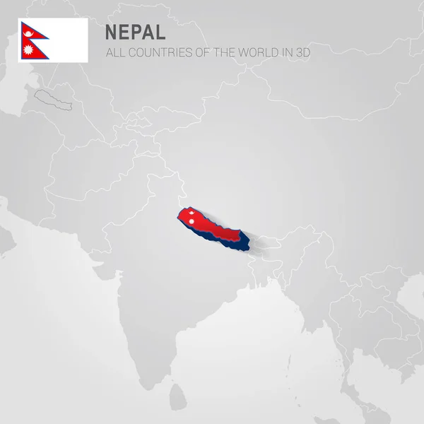 Nepal dibujado en mapa gris . — Archivo Imágenes Vectoriales