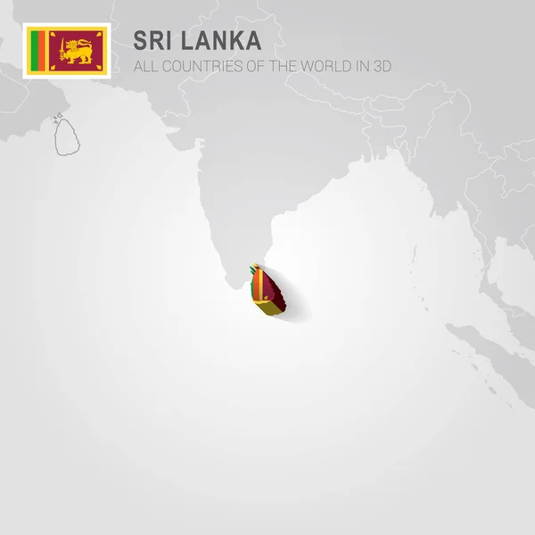 Srí Lanka na šedé mapě. — Stockový vektor
