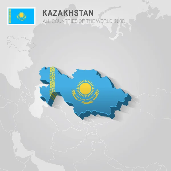 Kazachstán na šedé mapě. — Stockový vektor