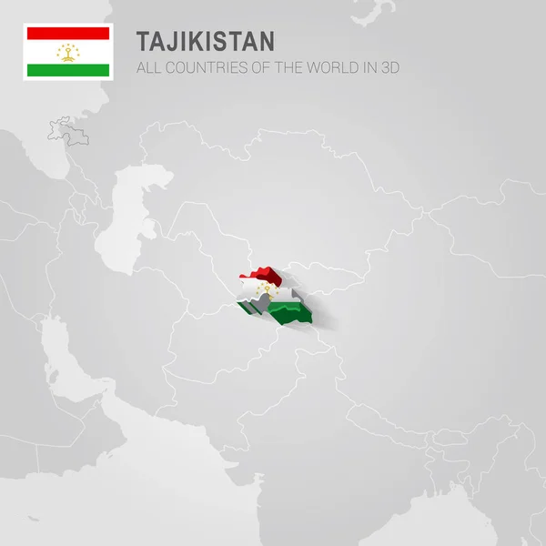 Tagikistan disegnato sulla mappa grigia . — Vettoriale Stock