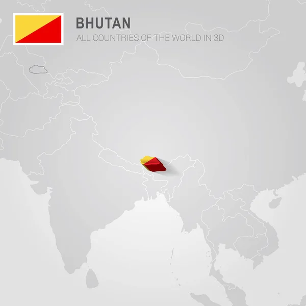 Na šedé mapě Bhútán. — Stockový vektor