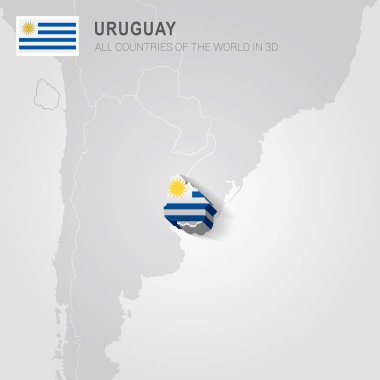 Gri haritada çizilmiş Uruguay.