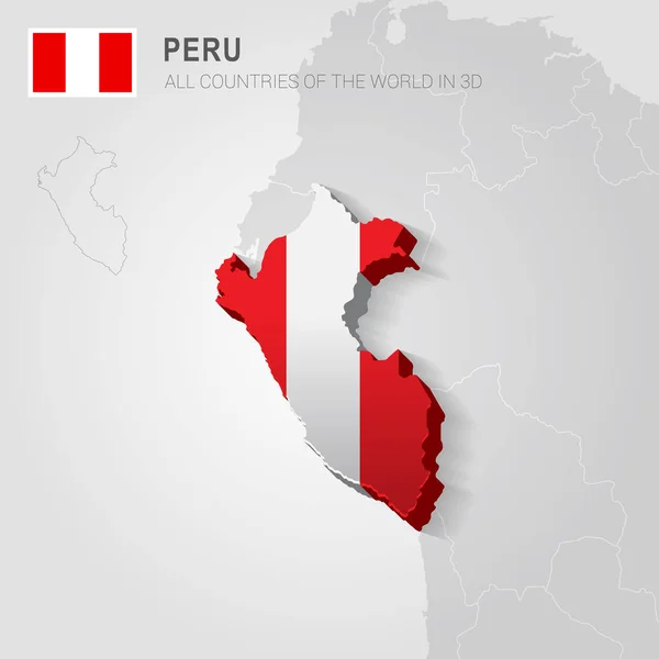 Perú dibujado en mapa gris . — Vector de stock