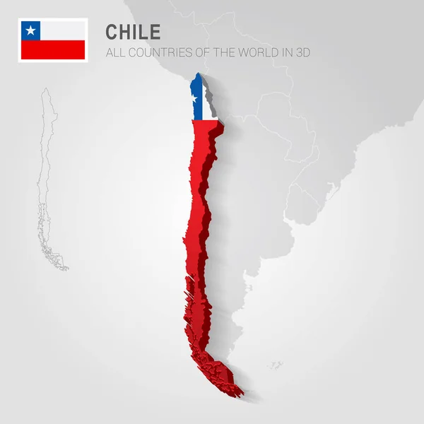 Chile dibujado en mapa gris . — Vector de stock