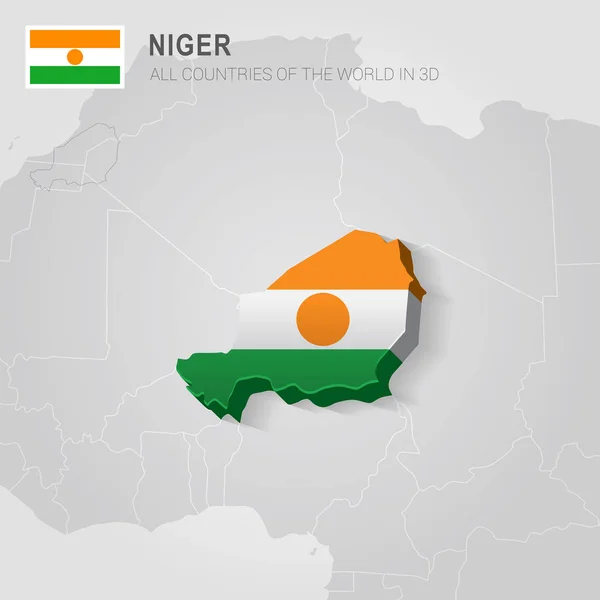 Niger disegnato sulla mappa grigia — Vettoriale Stock