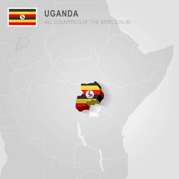 Uganda na šedé mapě — Stockový vektor