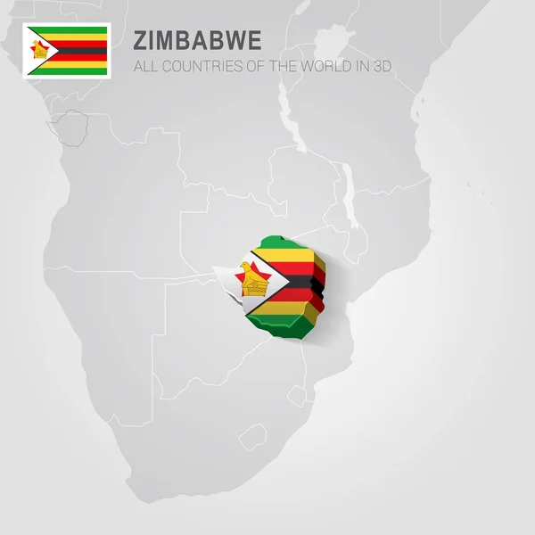 Zimbabwe drawn on gray map — Stock Vector