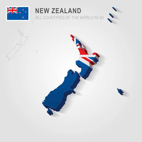 New Zealand drawn on gray map. — Stock Vector