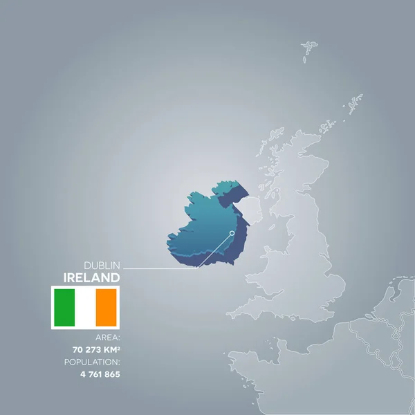 Irlanda mapa informativo . — Vector de stock