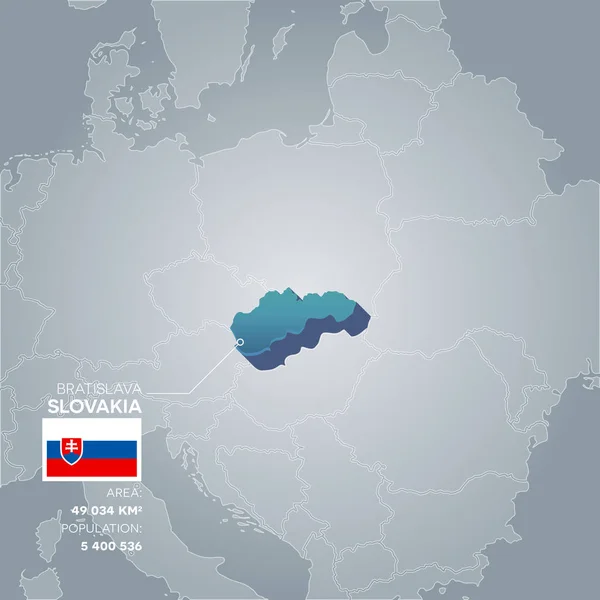 Eslovaquia mapa informativo . — Vector de stock