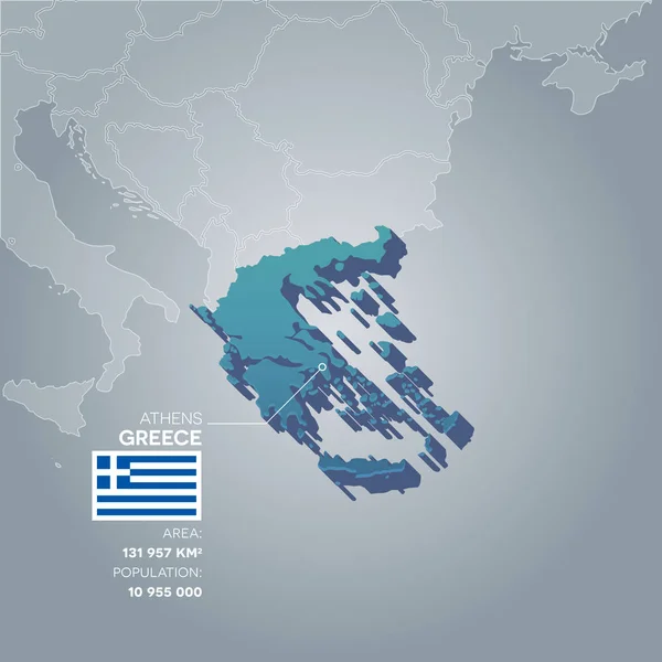 Grecia mapa informativo . — Vector de stock