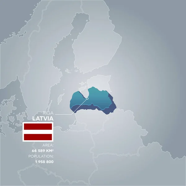 Letonia mapa informativo . — Vector de stock