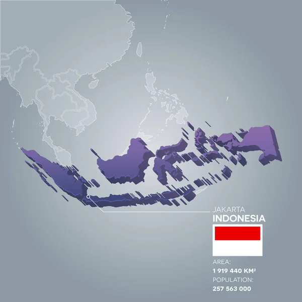 Indonesia mappa delle informazioni . — Vettoriale Stock