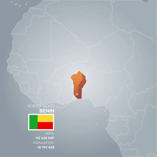 Mapa informativo de Benin . — Vector de stock