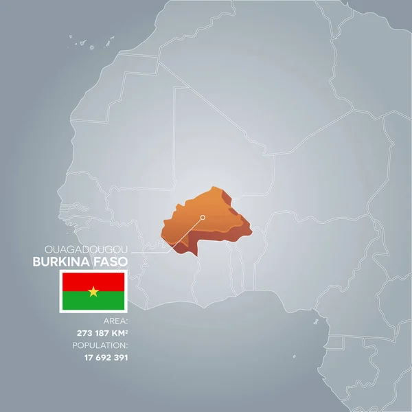 Mapa informativo de Burkina Faso . — Vector de stock