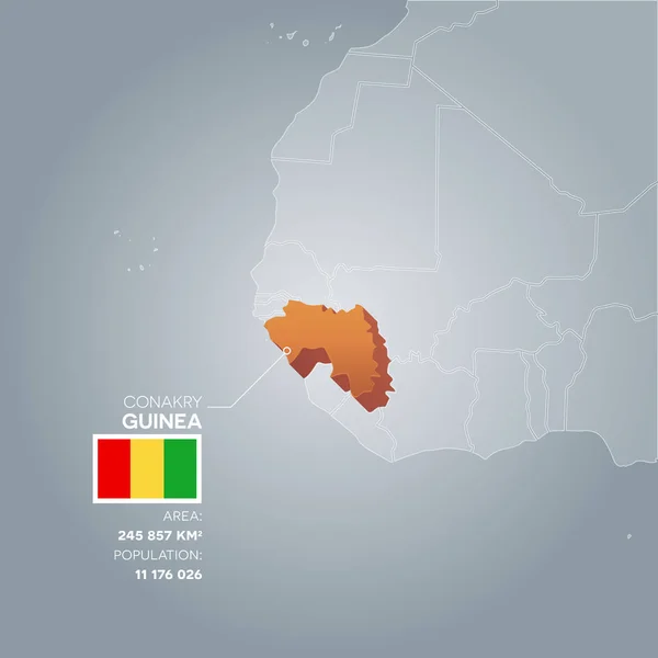 Guinea mapa de información . — Vector de stock