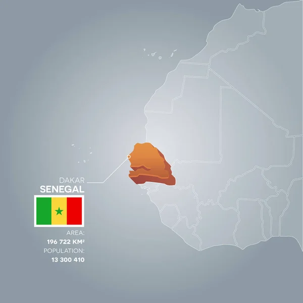 Senegal mapa informativo . — Vector de stock