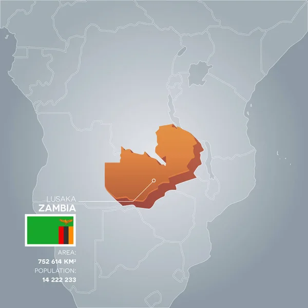 Zambia mapa informativo . — Vector de stock