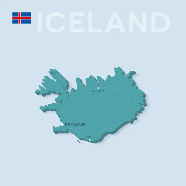 Karte der Städte und Straßen in Island. — Stockvektor