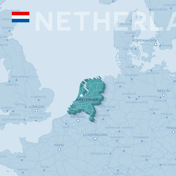 Kaart van steden en wegen in Nederland. — Stockvector