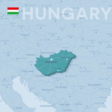 Şehirler ve yollar Macaristan haritası.