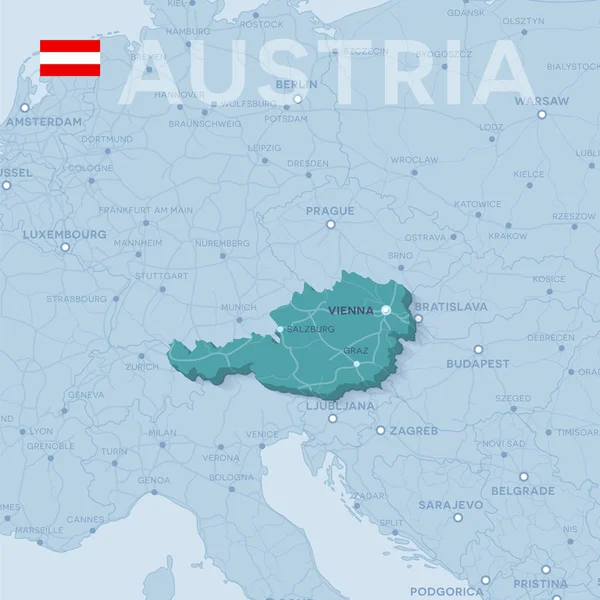 Mapa de Cidades e estradas em Áustria . —  Vetores de Stock