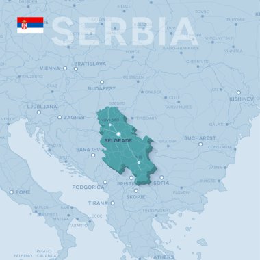 Şehirler ve Sırbistan'daki yol haritası.