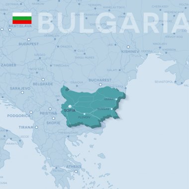 Şehirler ve yollar Bulgaristan Haritası.