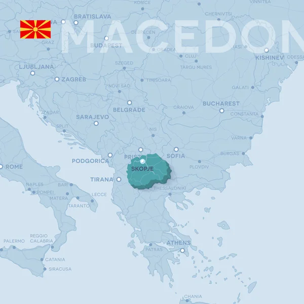 Mapa měst a silnic v Makedonii. — Stockový vektor
