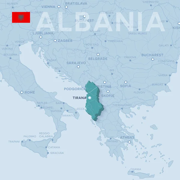 Mapa de Viagens e turismo em Albânia . — Vetor de Stock