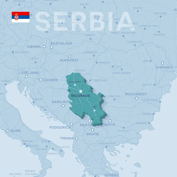 Mapa de Cidades e estradas em Sérvia . —  Vetores de Stock